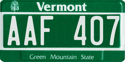 VT license plate AAF407