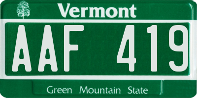 VT license plate AAF419