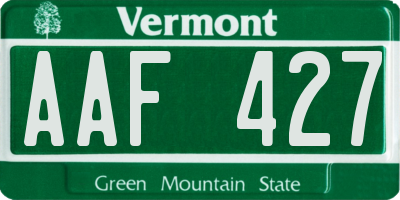 VT license plate AAF427