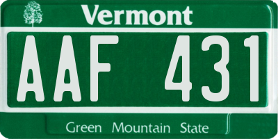 VT license plate AAF431