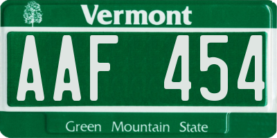 VT license plate AAF454