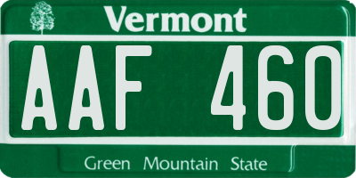 VT license plate AAF460