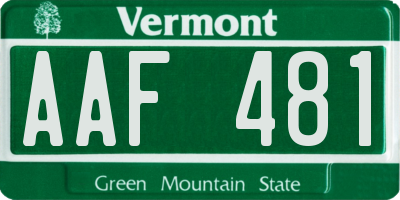 VT license plate AAF481