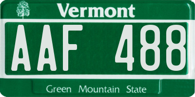 VT license plate AAF488