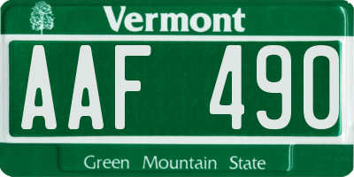 VT license plate AAF490