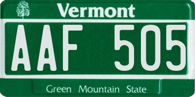 VT license plate AAF505
