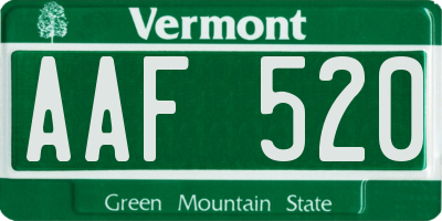 VT license plate AAF520