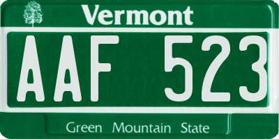 VT license plate AAF523