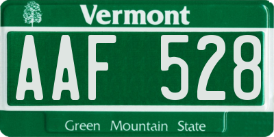 VT license plate AAF528