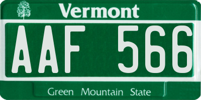 VT license plate AAF566