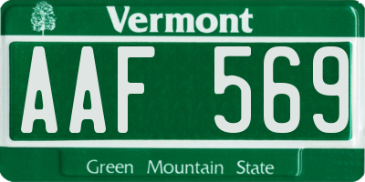 VT license plate AAF569