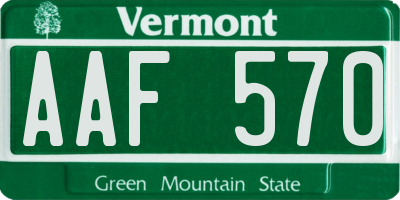 VT license plate AAF570
