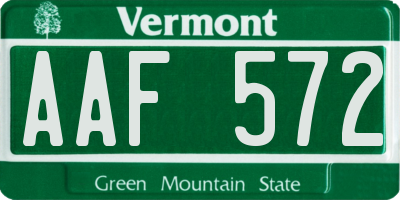 VT license plate AAF572