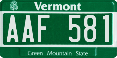 VT license plate AAF581