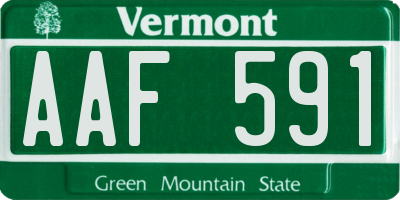 VT license plate AAF591