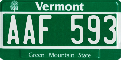 VT license plate AAF593