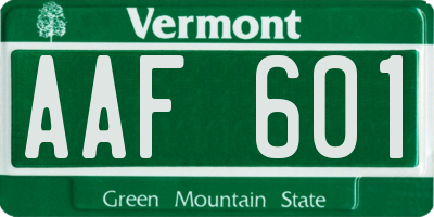 VT license plate AAF601