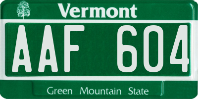 VT license plate AAF604