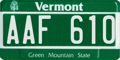 VT license plate AAF610