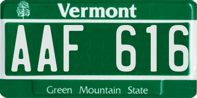 VT license plate AAF616
