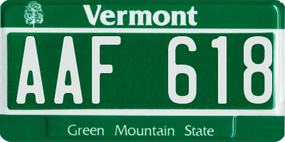VT license plate AAF618