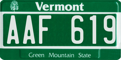 VT license plate AAF619