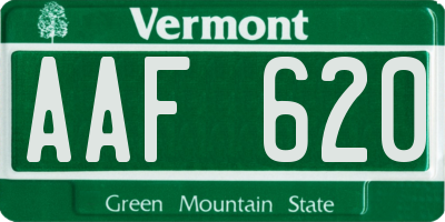 VT license plate AAF620