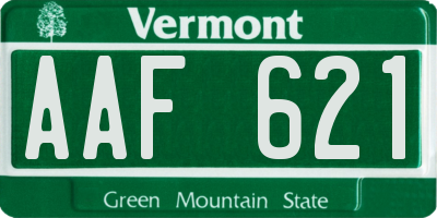 VT license plate AAF621