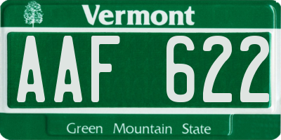 VT license plate AAF622