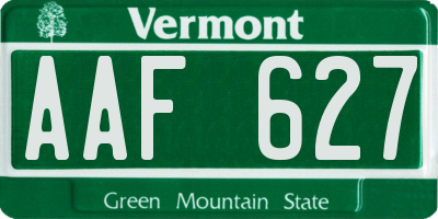 VT license plate AAF627