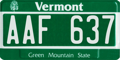 VT license plate AAF637