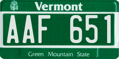 VT license plate AAF651