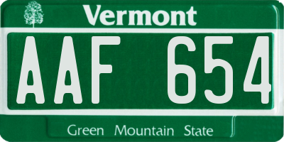 VT license plate AAF654