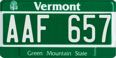 VT license plate AAF657