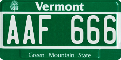 VT license plate AAF666