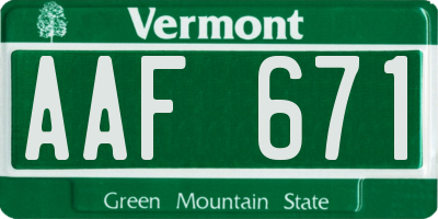 VT license plate AAF671