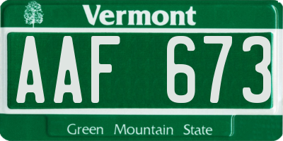 VT license plate AAF673