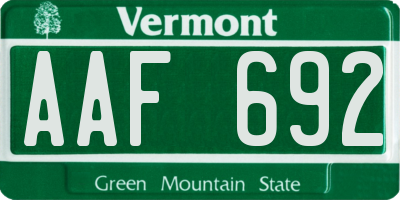 VT license plate AAF692