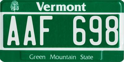 VT license plate AAF698