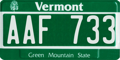 VT license plate AAF733