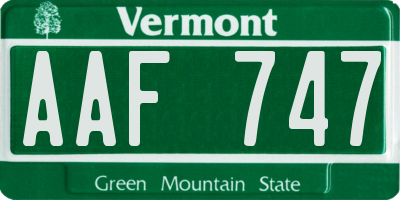VT license plate AAF747