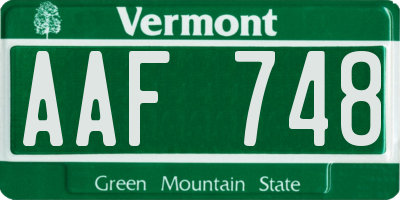 VT license plate AAF748