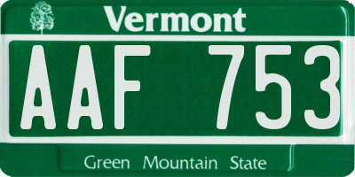 VT license plate AAF753