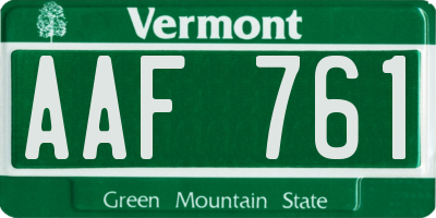 VT license plate AAF761