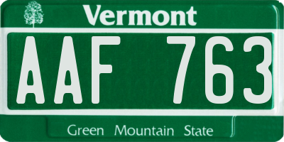 VT license plate AAF763