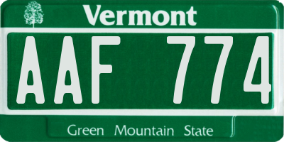 VT license plate AAF774
