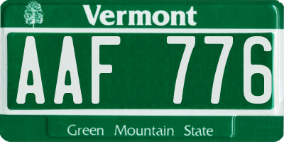 VT license plate AAF776
