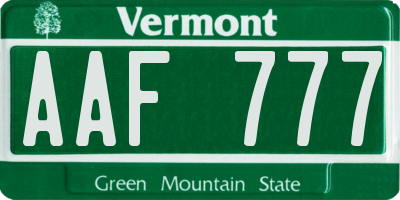 VT license plate AAF777