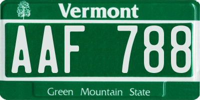 VT license plate AAF788