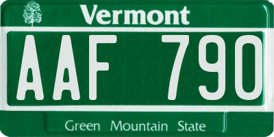 VT license plate AAF790